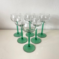 6x Wijnglazen groene voet